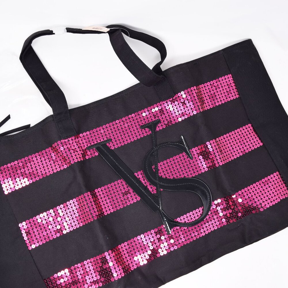 Victoria Secret Sequin Tote Bag Heavenly Lotion Body Wash Fragrance Travel New